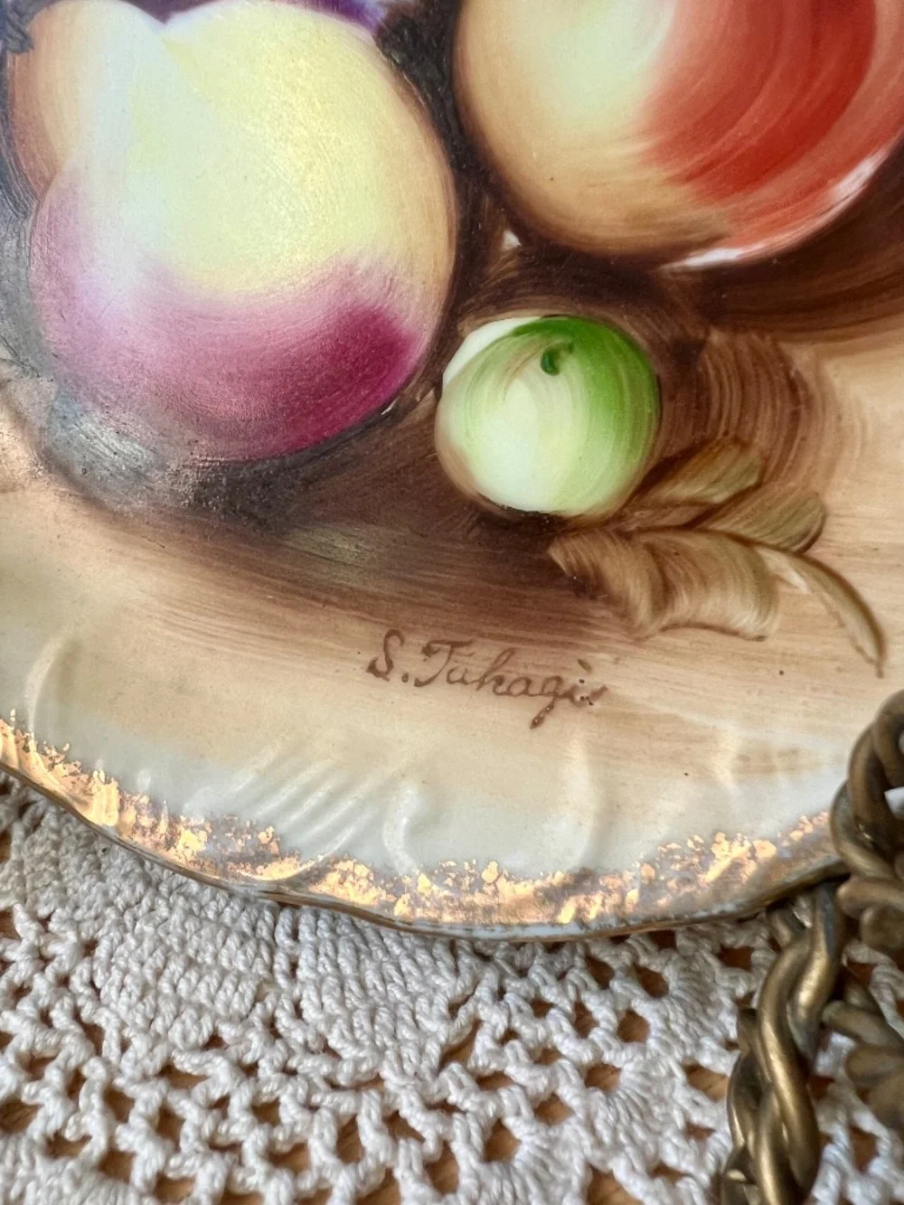 Hand Painted S.Takagi Japan Wall Decor Plate Still Life Fruit Art Warm Tones 8